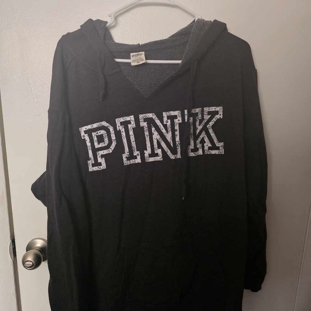PINK Black Hoodie Sweatshirt